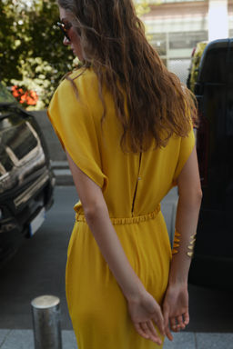 BELTED SATIN MIDI DRESS - Zara фото 12