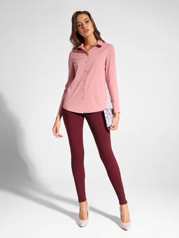 CONTE Однотонная хлопковая рубашка с декоративными пуговицами LBL 1041 dusty rose