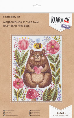 Klart набор для вышивания 8-542 Медвежонок с пчелами 16.5 х 21.5 см