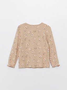 Bisiklet Yaka Uzun Kollu Bask?l? K?z Bebek Ti??rt - Waikiki фото 2