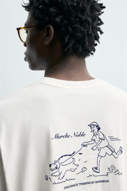 CAMISETA ESTAMPADO CONTRASTE / Beige claro - Zara фото 7