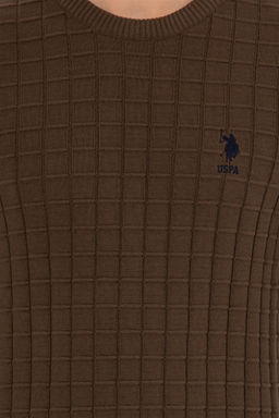 U. S. Polo Assn Мужской вязаный свитер кокосового цвета с круглым вырезом - U.s. polo assn фото 12