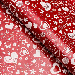 Цена за 10 шт. Бумага упаковочная глянцевая Сердце, двусторонняя, 70?100 см