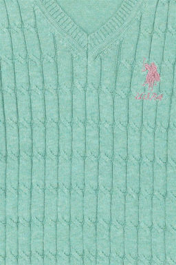 Базовый свитер мятного меланжа для девочек - U.s. polo assn фото 3