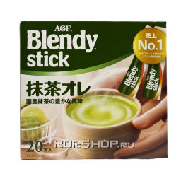 Растворимый зеленый чай с молоком и сахаром Blendy Stick AGF, Япония, 175 г (18 саше) Акция