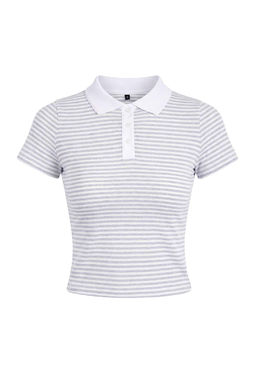 K?rm?z? Cizgili Fitted/Vucuda Oturan Polo Yaka K?sa Kollu %100 Pamuk Orme Bluz TWOSS26BZ00094 - Trendyolmilla фото 11