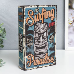 Шкатулка книга - сейф «Сёрфинг. Стиль жизни», дерево, искусственная кожа, 21×13×5 см