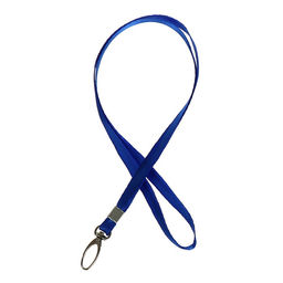 Цена за 100 шт. Лента для бейджа ширина-9 мм, длина-80 см с широким металлическим карабином, синяя