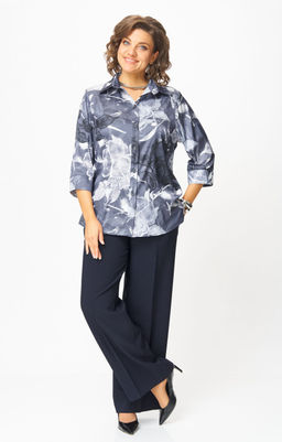 Костюм БелЭльСтиль 877/601 синий принт+синий фото 2