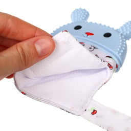 Прорезыватель-рукавичка Крошка Я «Зайка», от 3 мес., голубой/зеленый