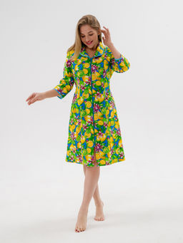 Халат женский из фланели Маша желтый макси