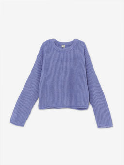 Bisiklet Yaka Uzun Kollu K?z ?ocuk Triko Kazak