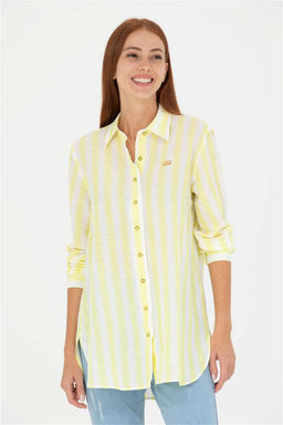 Женская неоново-желтая рубашка с длинным рукавом Неожиданная скидка в корзине