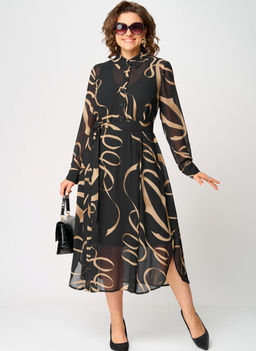 Платье EVA GRANT 7303 черный с принтом Платье EVA GRANT 7303 черный с принтом