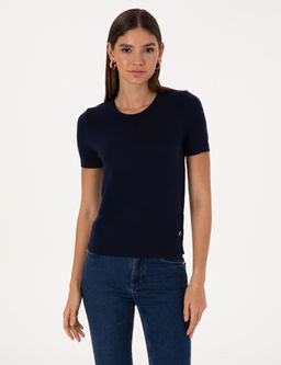 Lacivert Slim Fit Triko Ti__rt
