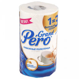 Полотенце бумажное 2-х слойное "GrandPero" 1 рулон, 27м, белый (Россия)