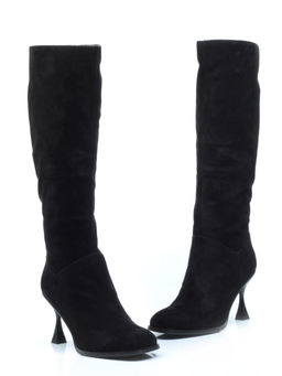 02-E29W-11B BLACK Сапоги зимние женские (натуральная замша, натуральный мех (еврозима))