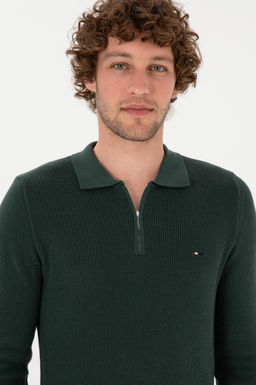 Erkek Regular Fit Fermuarl_ Koyu Ye_il Basic Kazak - U.s. polo assn фото 2