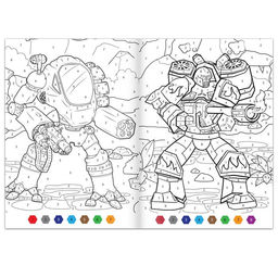 Цена за 3 шт. Раскраска по номерам Атака роботов, 16 стр., формат А4