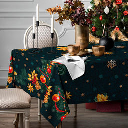 Скатерть 180х145см "Новый-Новый год", длина стола до 140см, на 6 персон, рогожка 176/м2, хлопок 100%, упаковка классическая 28х41см, "Домашняя мода" (Россия)