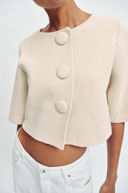 CHAQUETA CORTA PUNTO / Crudo - Zara фото 3