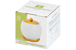 Сахарница 620 мл 12*12*12 см Веточки-цветочки+ ложка + дер.крышка на дер. подставке - Elan gallery фото 6