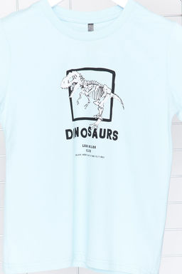 Bebe Mavi Erkek Cocuk %100 Pamuk Dinozor Desenli Regular Kal?p K?sa Kol Orme T-Shirt TKDSS24TS00012 - Trendyolmilla фото 3