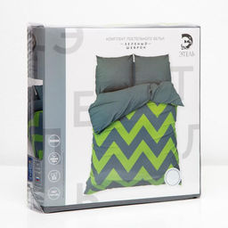Постельное бельё Этель 2 сп Зелёный шеврон 175х215, 200х220, 70х70-2 шт  фото 5