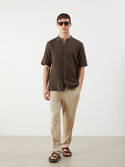 Regular Fit Hakim Yaka K?sa Kollu M?slin Erkek G?mlek