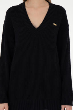 Женский темно-синий свитер с v-образным вырезом Неожиданная скидка в корзине - U.s. polo assn фото 6