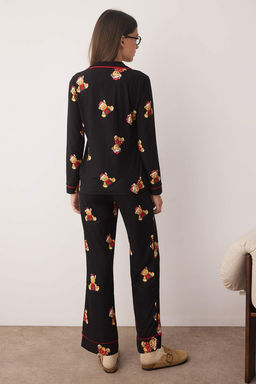 Siyah Ay?c?kl? Y?lbas? Temal? Biyeli Orme Pijama Tak?m? THMAW26PT00043 - Trendyolmilla фото 4