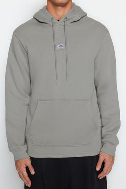 TRENDYOL MAN Siyah Regular/Normal Kesim Kapusonlu Etiketli Ici Polar/S?cak Tutan Sweatshirt TMNAW24SW00076 - Trendyolmilla фото 21