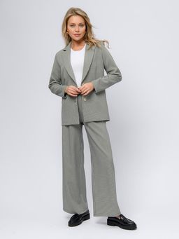 Жакет черный в мелкую клетку удлиненный с отложным воротником - 1001dress фото 9