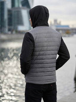 Куртка мужская гибридная стёганая с капюшоном с графеновой подкладкой черного цвета 9627_1Ch - Mtforce фото 37