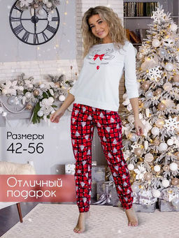 Пижама женская, модель 162, трикотаж (Олень Гламур)