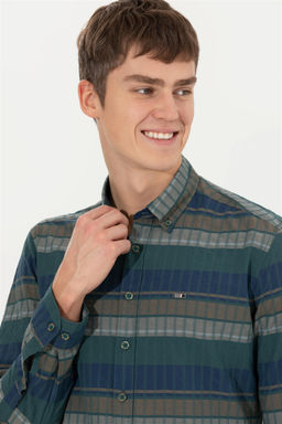 U. S. Polo Assn / Мужская зеленая рубашка с длинным рукавом - U.s. polo assn фото 10