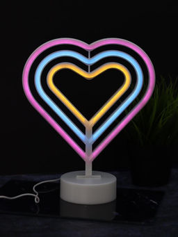 Неоновый LED ночник настольный "Native hearts", свечение mix (28*23 см)