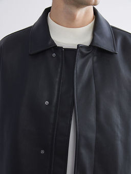 Rahat Kal?p G?mlek Yaka Erkek Deri G?r?n?ml? Ceket