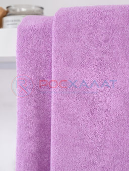 Махровое полотенце без бордюра сиреневое ПМ-10 50х90