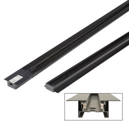 UBX-Q123 RS2 BLACK 100 SET01 Шинопровод осветительный, тип R, в наборе с заглушкой и вводом питания. Однофазный. Встраиваемый. Черный. Длина 1м. ТМ Volpe