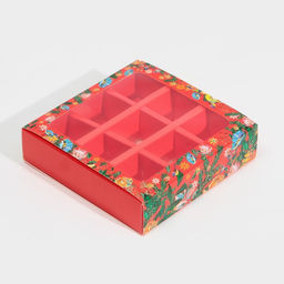 Цена за 5 шт. Коробка под 9 конфет с ячейками «Яркий Новый год» 14.5×14.5×3.5 см