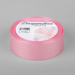 Цена за 2 шт. Лента декоративная Ромбы, 25 мм 9,1 0,5 м, цвет розовый - Арт узор фото 2