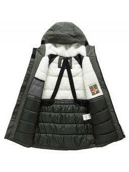 Парка зимняя подростковая для мальчика с капюшоном цвета хаки 9533Kh - Valianly фото 10