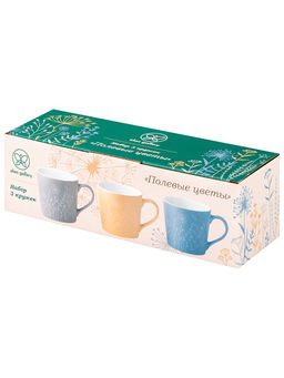 Набор кружек 3 пр. 400 мл 13*9,5*9 см Полевые цветы, разноцветные, фарфор - Elan gallery фото 5