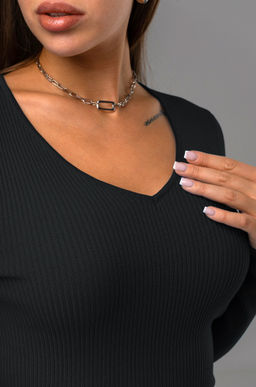 Женский джемпер в рубчик с V-вырезом Happyfox - Happy fox фото 5