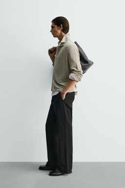 TEXTURED CABLE-KNIT JACKET WITH ZIP - Zara фото 4