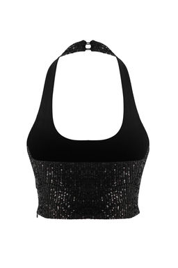 Siyah Kare Yaka Beden Oturan Payet Party Y?lbas? Bluz TPRSS26BZ00013 - Trendyolmilla фото 2