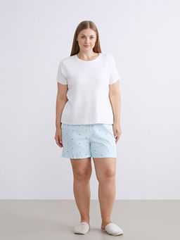 Beli Lastikli Bask?l? Kad?n ?ort Pijama Alt?