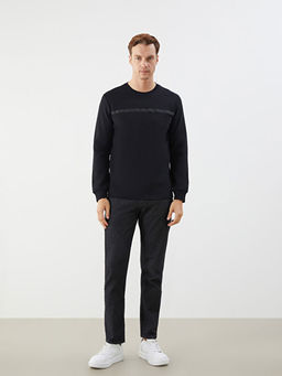 Bisiklet Yaka Bask?l? Erkek Sweatshirt