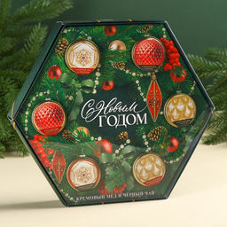 Подарочный набор С новым годом!: чай чёрный, крем-мёд (6 шт.x30 г) - Фабрика счастья фото 6